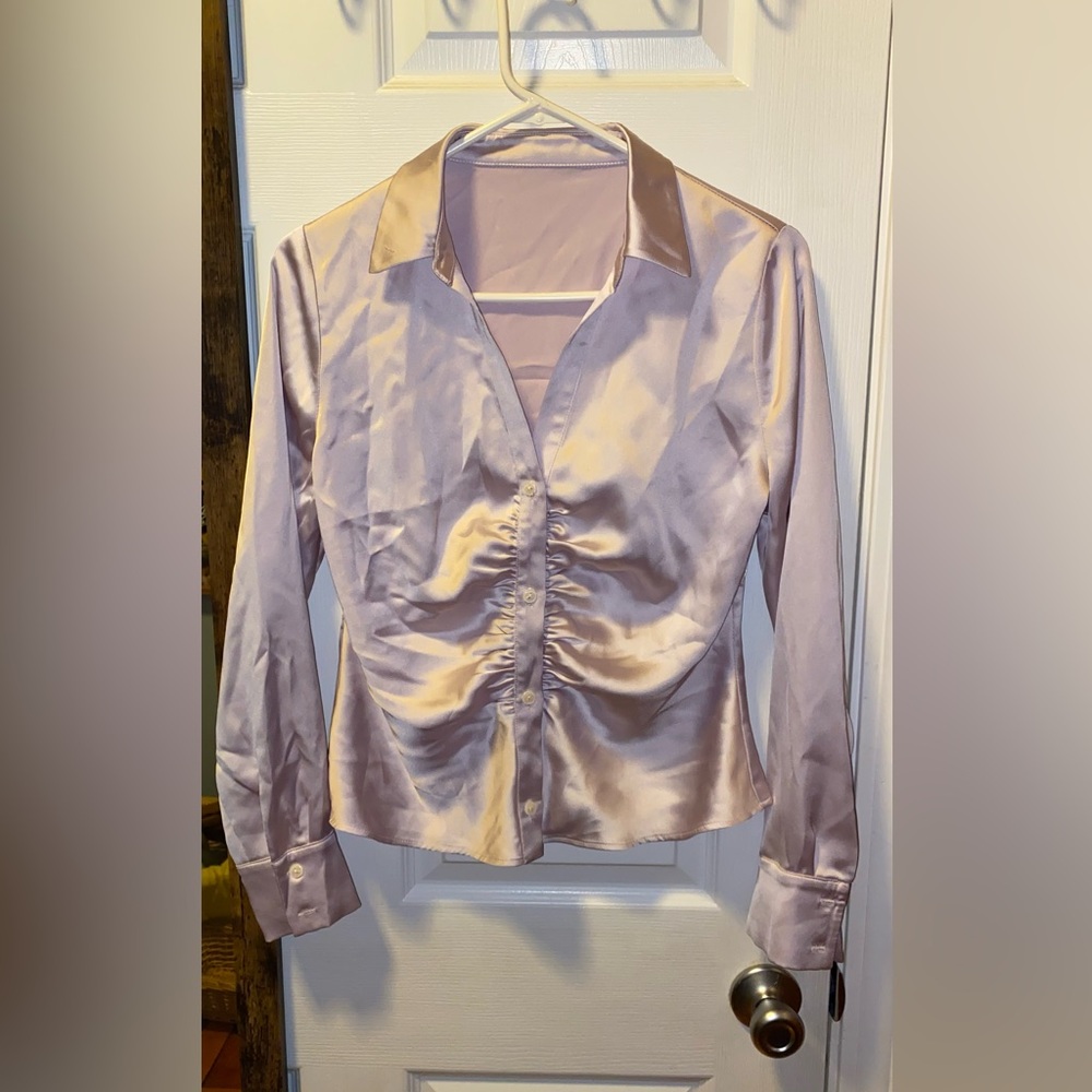 Elegant Satin Blouse - Purple